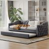 Twin Size Upholstered Daybed with Trundle and USB Charging