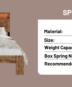 Queen Size Wood Platform Bed Frame With Storage LED Light Headboard