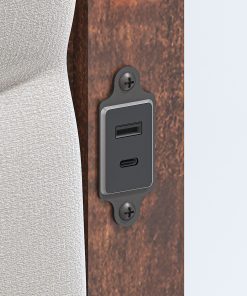 Wood Queen Size Bed Frame with Upholstered Headboard