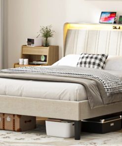 Upholstered Full Size Platform Bed Frame