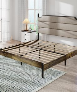 King Size Bed Frame with Upholstered Headboard