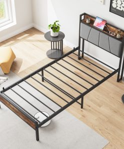 Metal & Wood Twin Size Platfrom Bed Frame