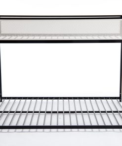 Metal Twin Over Full Bunk Bed with White Mesh Guard Rail