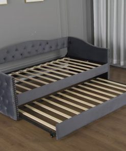 Twin Size Upholstered Daybed with Trundle and USB Charging