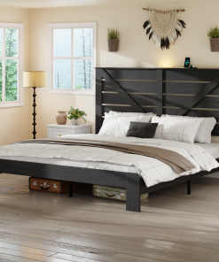 Wood King Bed Frame with Headboard