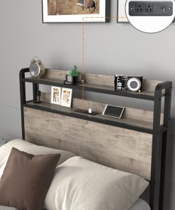 Twin Bed Frames with Charging Station and LED Light