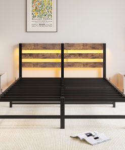 Queen Size Metal Bed Frame with Headboard
