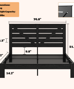 Wood King Bed Frame with Headboard