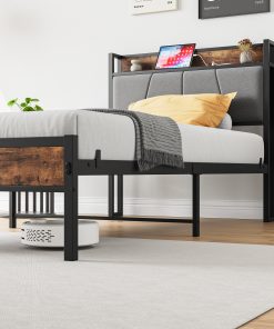 Metal & Wood Twin Size Platfrom Bed Frame