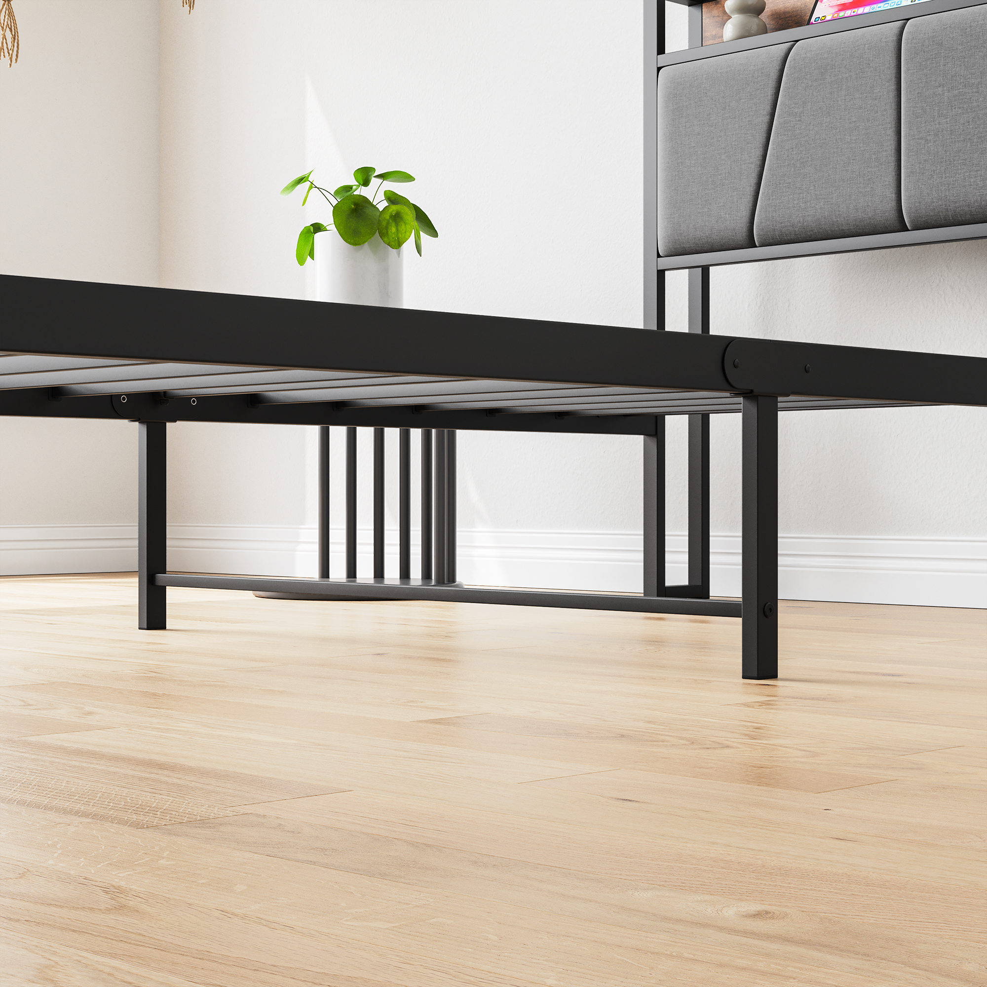 Metal & Wood Twin Size Platfrom Bed Frame