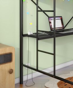 Twin Metal Loft Bed with Desk