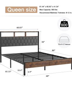 Wooden Queen Bed Frame with Headboard