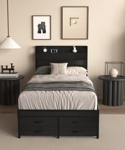 Twin Size Bed Frames with Storage Drawers