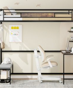 Twin Size Loft Bed Frame With Storage