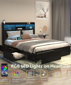 Full Bed Frame With 6 Storage Drawers