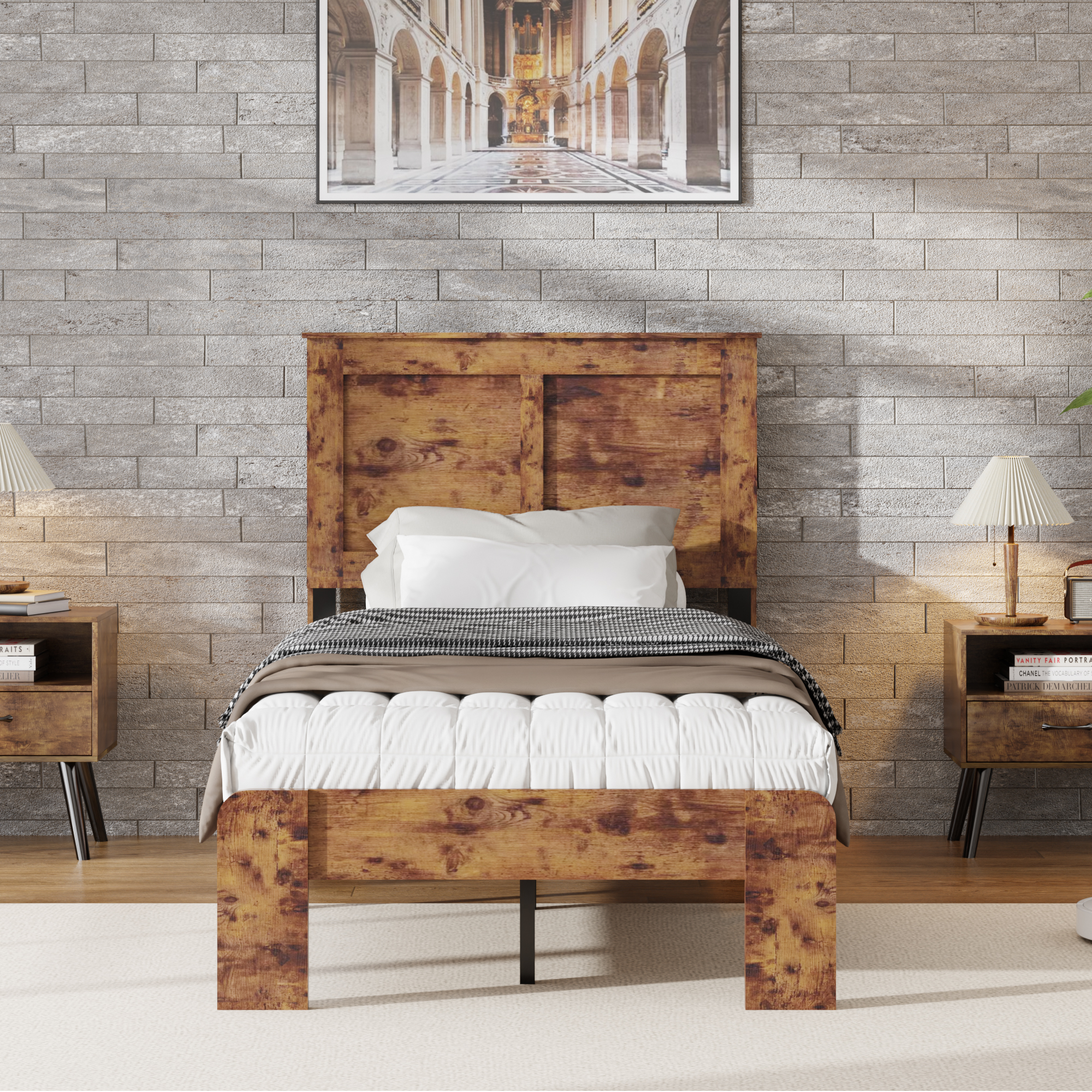Wooden Twin Platform Bed Frame