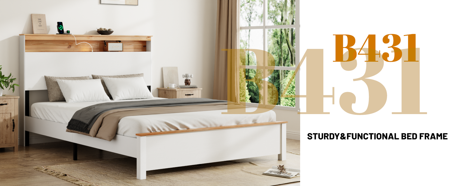 King Bedstead With Charging Station All Wood Bed Frame