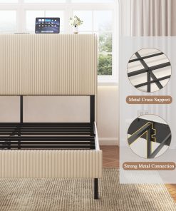 Full Size Platform Bed With Charging Station