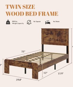 Wooden Twin Platform Bed Frame