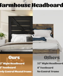 Full Wood Platform Bed Frame with Headboard