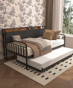 Sturdy Metal Twin Daybed With Trundle