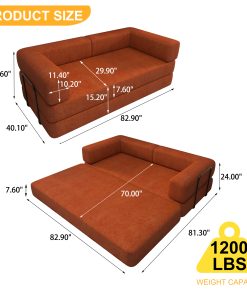 Convertible Sleeper Sofa Bed with Cylindrical Pillow