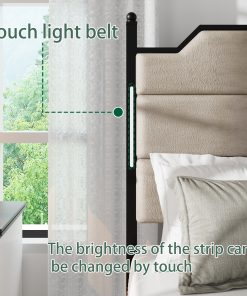 King Size Bed Frame with Upholstered Headboard