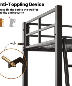 Twin Metal Loft Bed with L-Shaped Desk