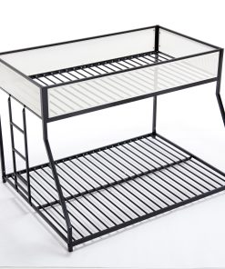 Metal Twin Over Full Bunk Bed with White Mesh Guard Rail