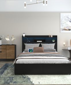 Full Bed Frame With 6 Storage Drawers