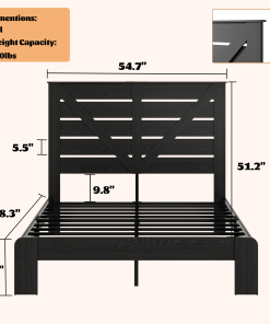Full Wood Platform Bed Frame with Headboard