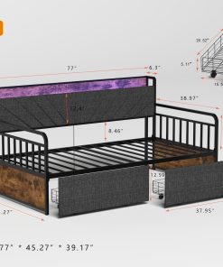 Sturdy Metal Twin Daybed With Drawers