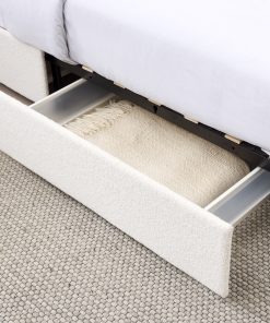 Queen Ivory Boucle Upholstered Platform Bed