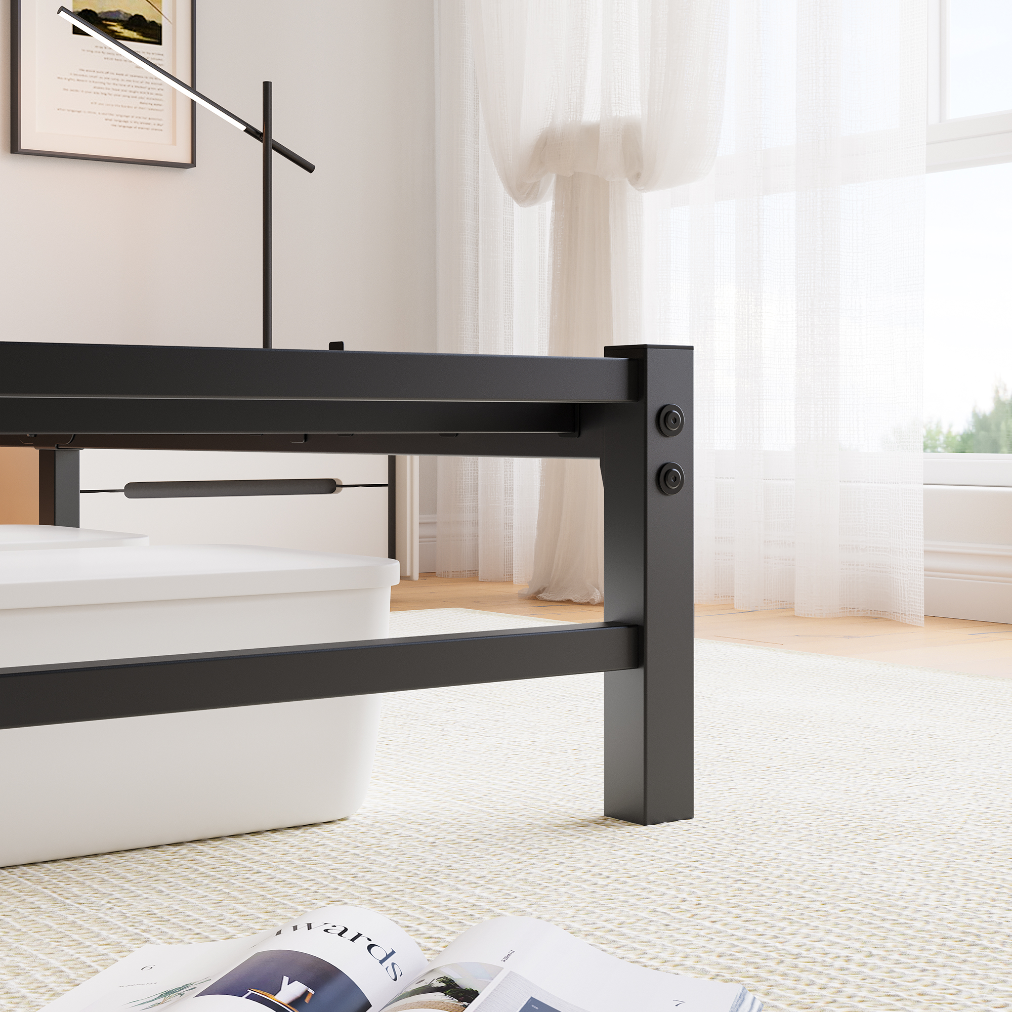 Queen Size Metal Bed Frame with Headboard
