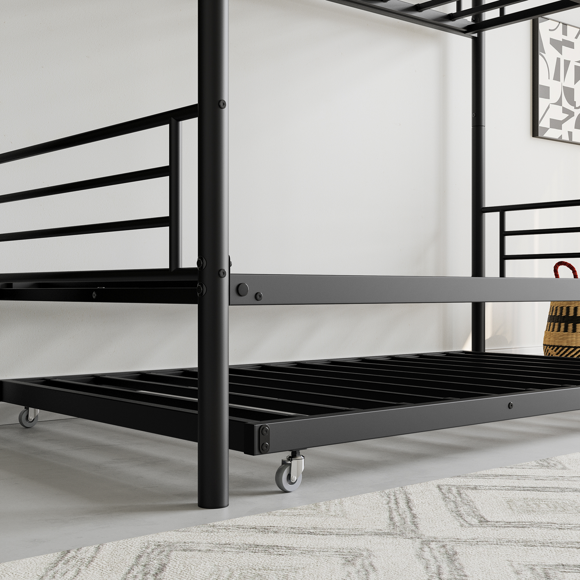 Metal Twin over Twin Bunk Bed With Trundle