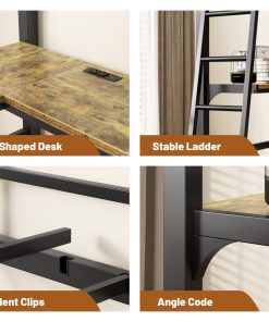 Twin Metal Loft Bed with L-Shaped Desk