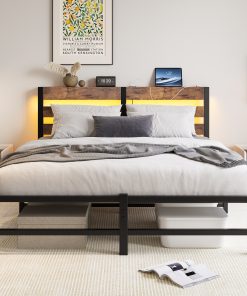 Queen Size Metal Bed Frame with Headboard