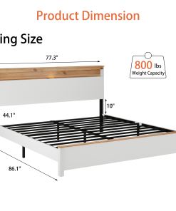 King Bedstead With Charging Station All Wood Bed Frame