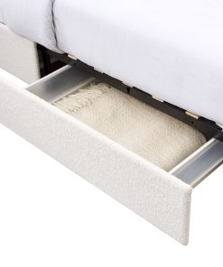 Queen Ivory Boucle Upholstered Platform Bed