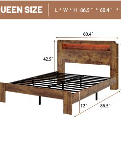 Queen Size Bed Frame With Large Under Bed Storage