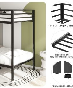 Metal Black Twin Over Twin Bunk Bed
