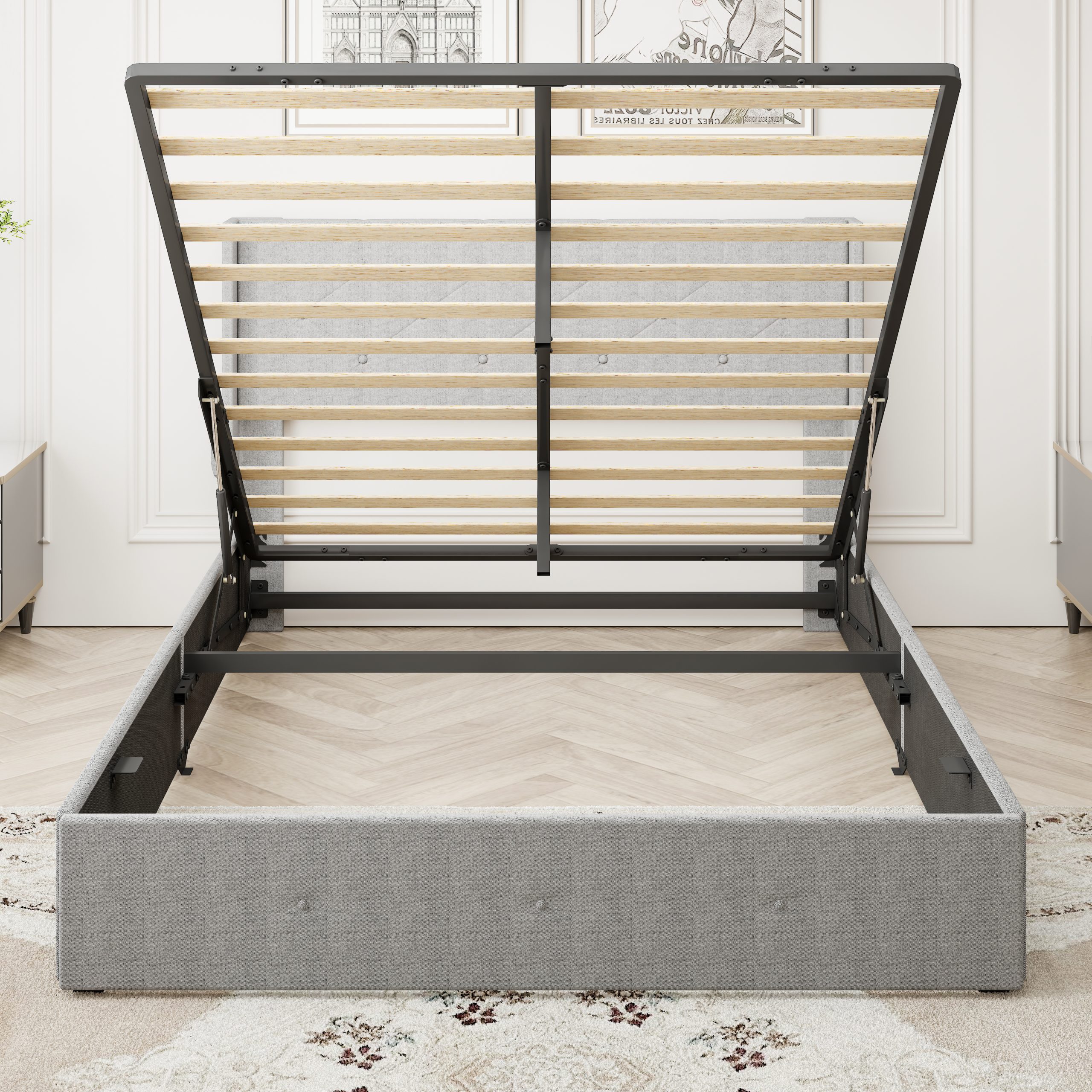 Queen Size Bed Frame with Storage