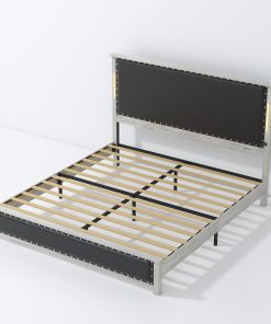 King Size Platform Bed with Upholstered Headboard