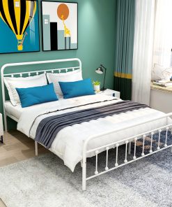 Victorian Style Metal Platform Bed Frame, Queen Size