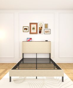 Full Size Platform Bed With Charging Station