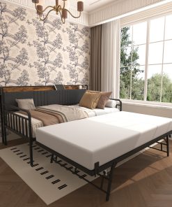 Sturdy Metal Twin Daybed With Trundle