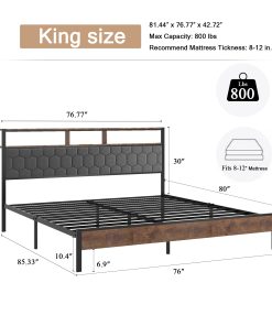 King Size Wooden Platform Bed Frame