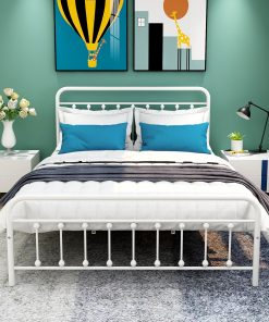 Victorian Style Metal Platform Bed Frame, Queen Size