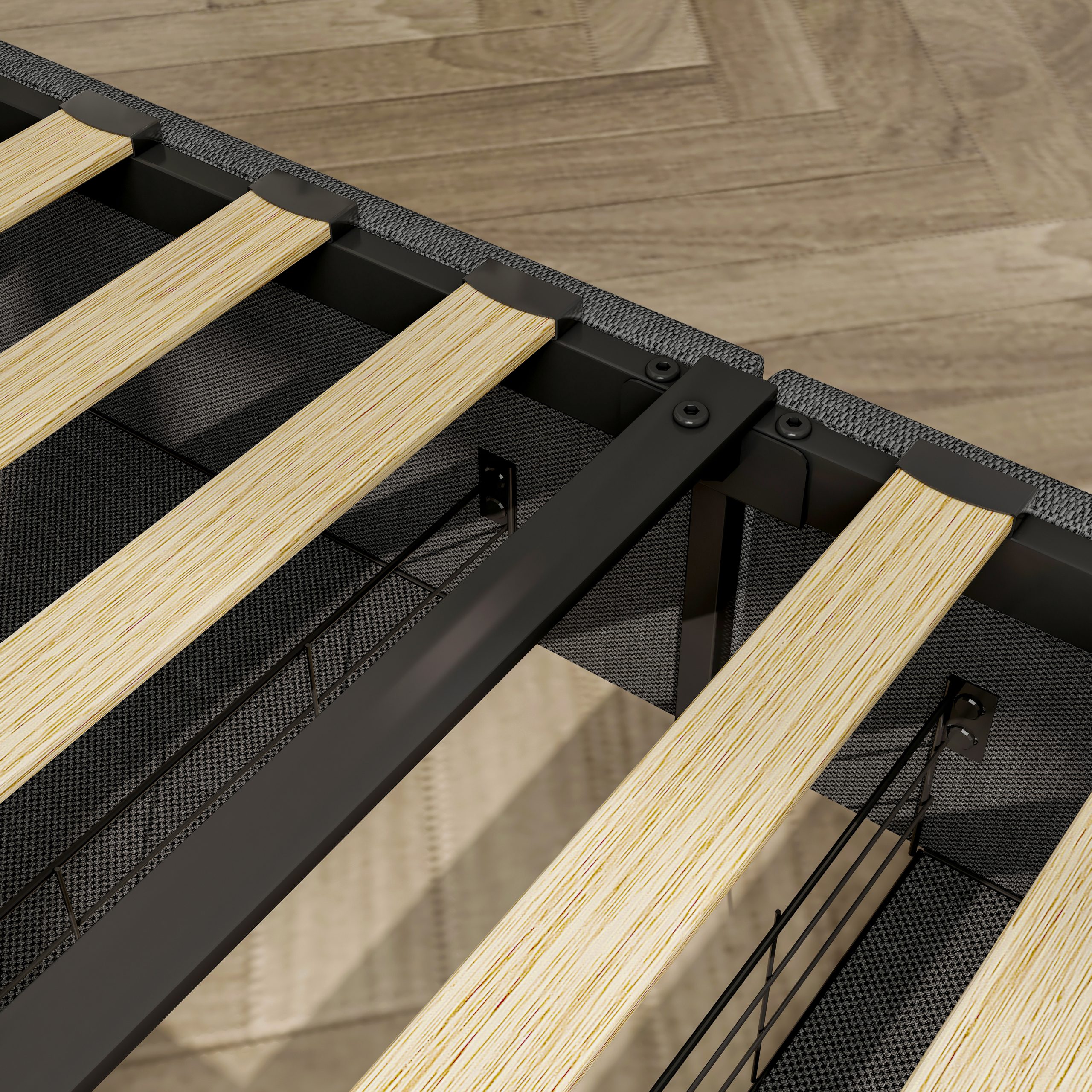 Queen Bed Frame with USB Charging Station & LED Lights