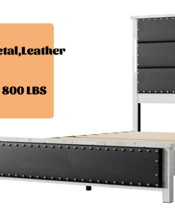 King Size Platform Bed with Upholstered Headboard